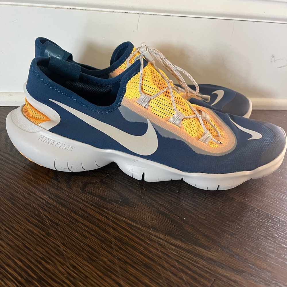 Nike Free Navy and yellow running Athletic Sneakers men’s 12.5 tennis shoes